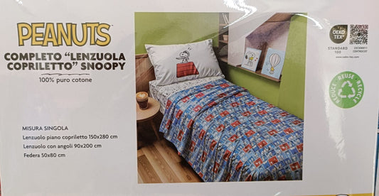 COMPLETO LENZUOLA SNOOPY